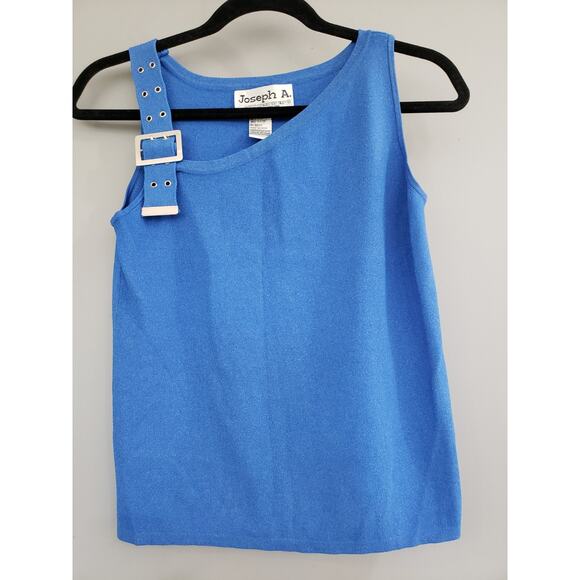 Vintage‎ Joseph A Womens Buckle Strap Sleeveless Top Large BLUE - Picture 1 of 5
